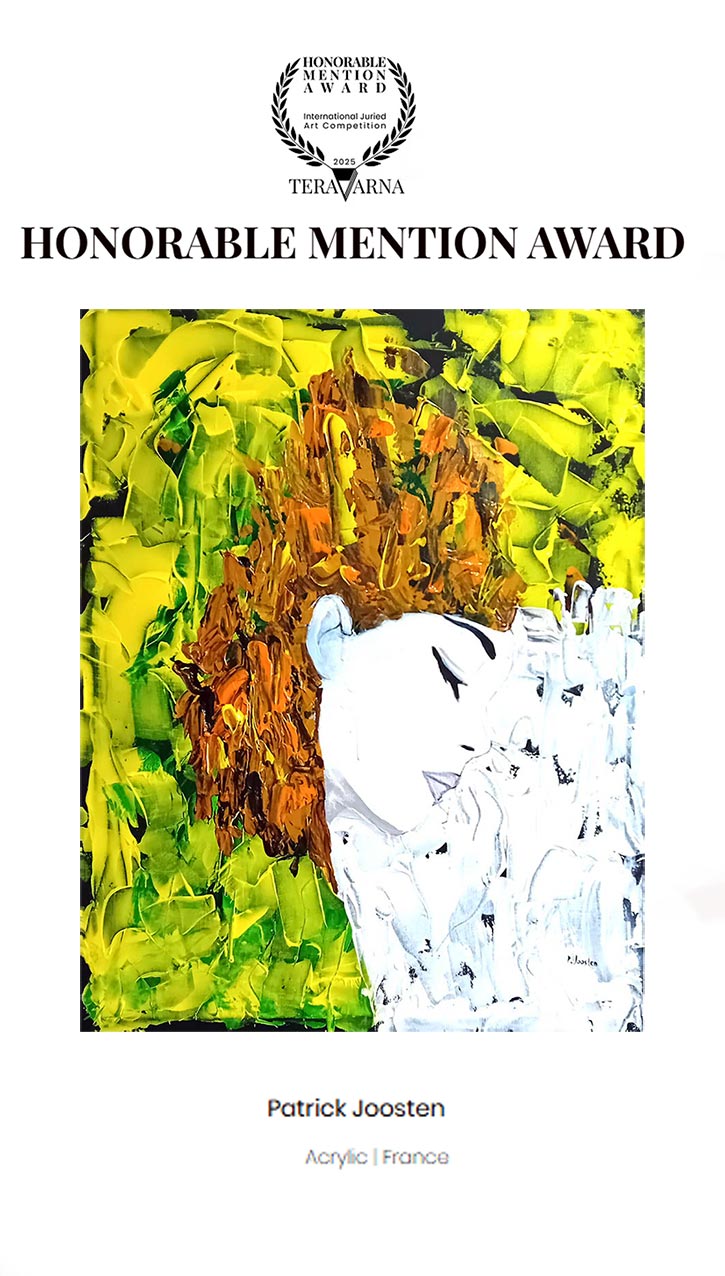 Honorable Mention Award Honorable Mention Award 12th Portrait 2026 International juried Art Competition held by  Teravarna . My canvas "Dreaming" won a prize in this competition